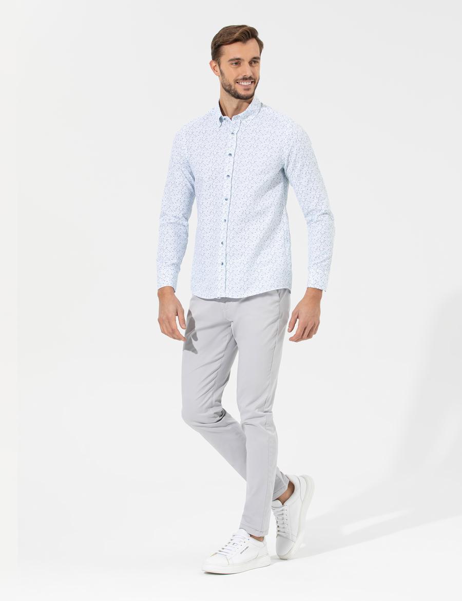 Açık Gri Slim Fit Basic Chino Pantolon