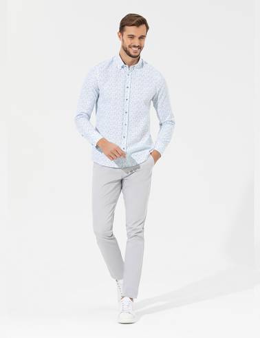 Açık Gri Slim Fit Basic Chino Pantolon