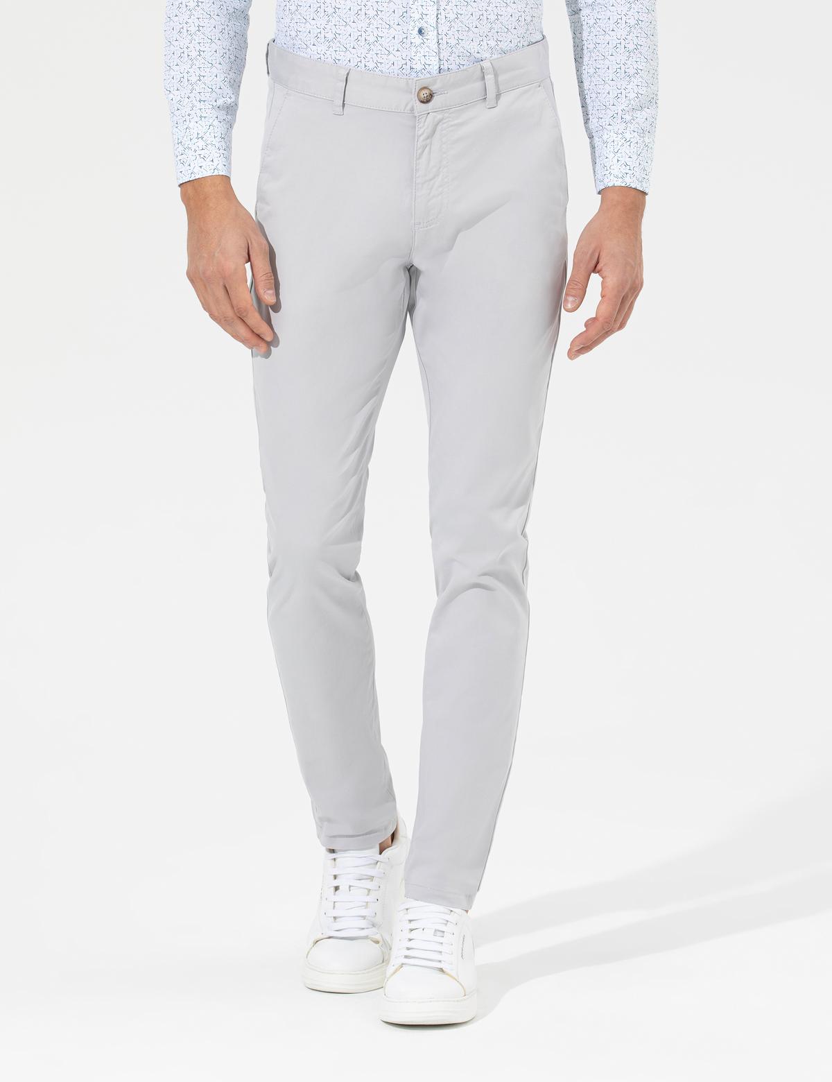 Açık Gri Slim Fit Basic Chino Pantolon - 50268098335