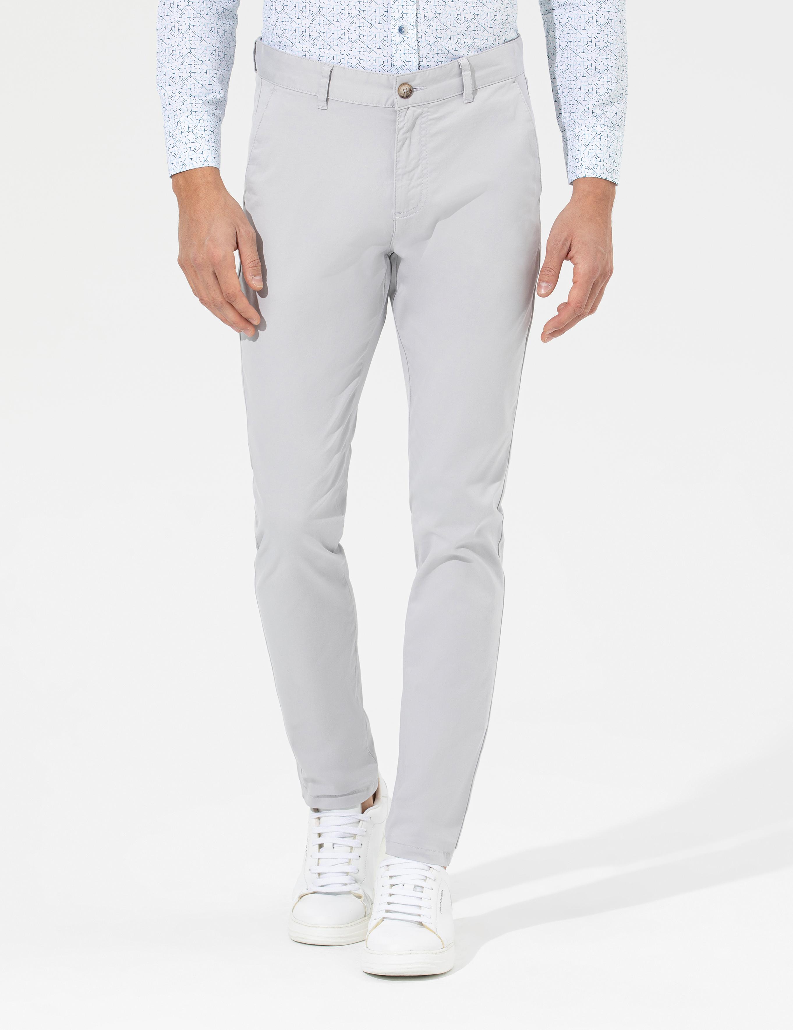 Açık Gri Slim Fit Basic Chino Pantolon