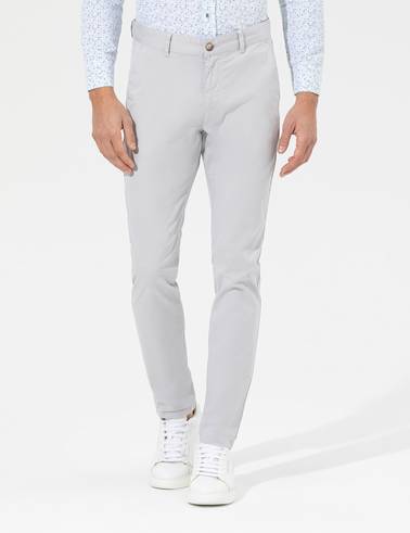 Açık Gri Slim Fit Basic Chino Pantolon
