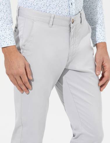 Açık Gri Slim Fit Basic Chino Pantolon