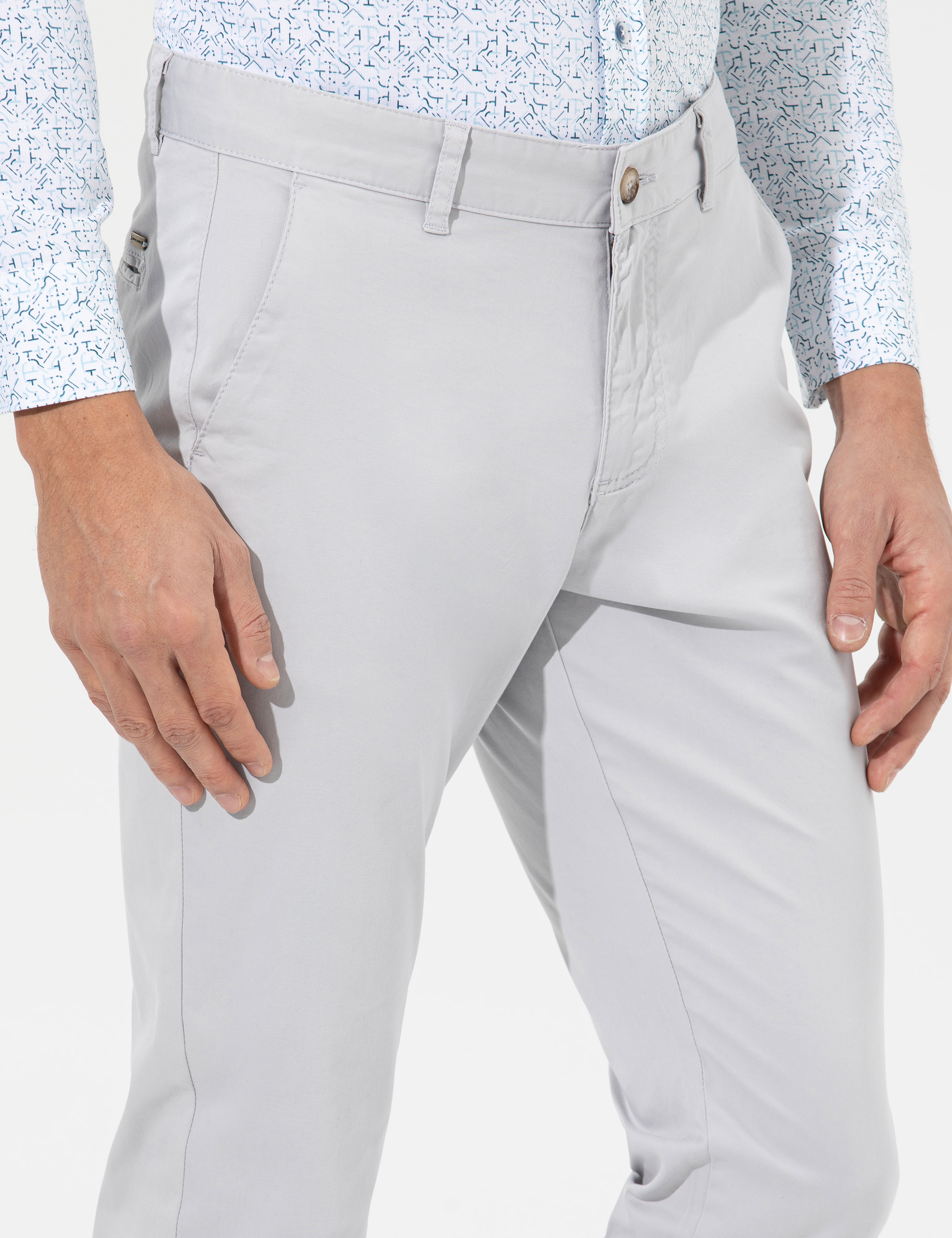 Açık Gri Slim Fit Basic Chino Pantolon - Image 6