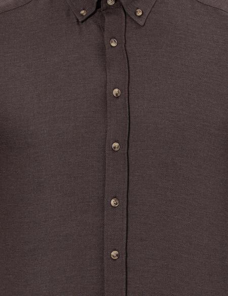 Kahverengi Slim Fit Uzun Kollu Gömlek - 50261304094
