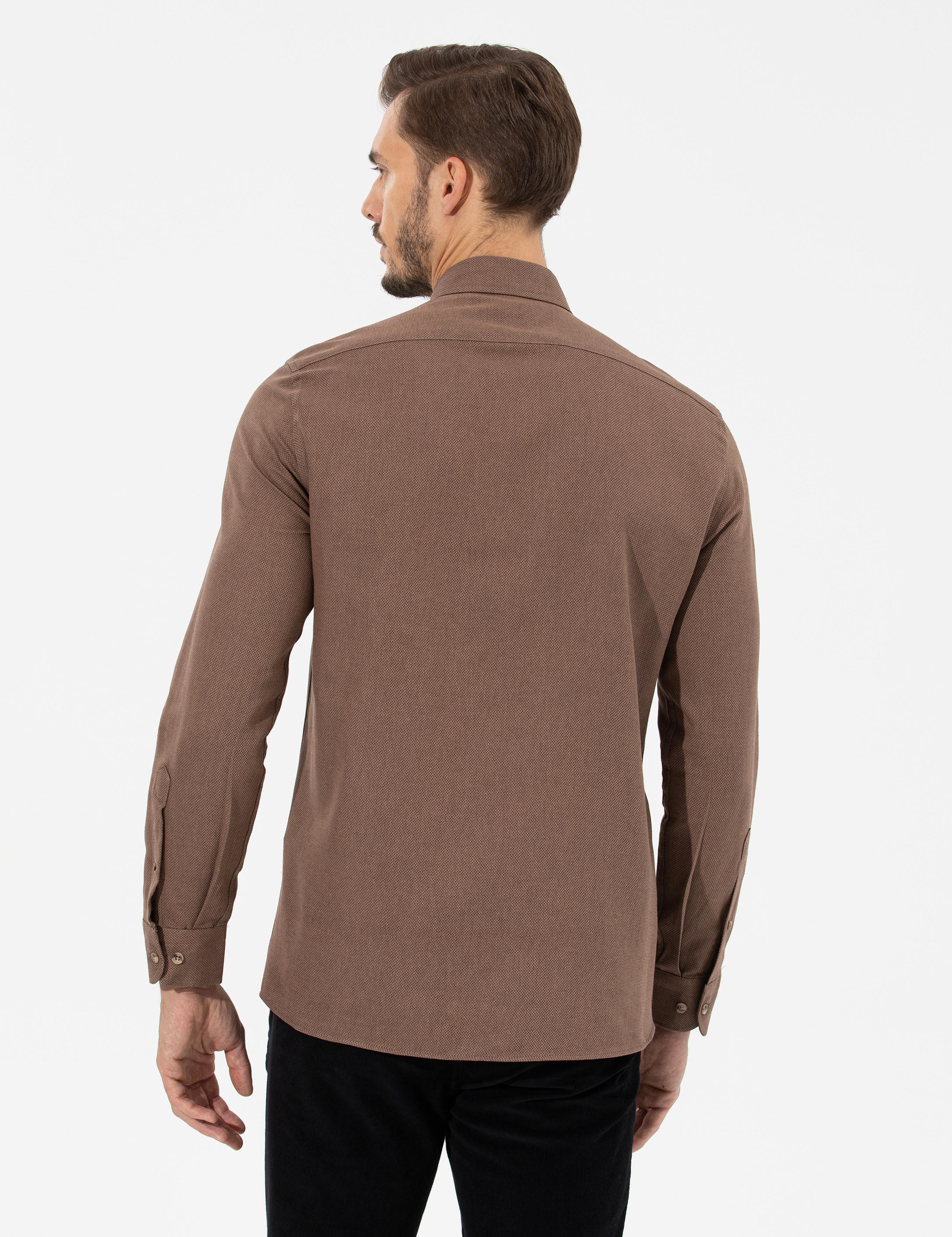 Kiremit Slim Fit Uzun Kollu Gömlek