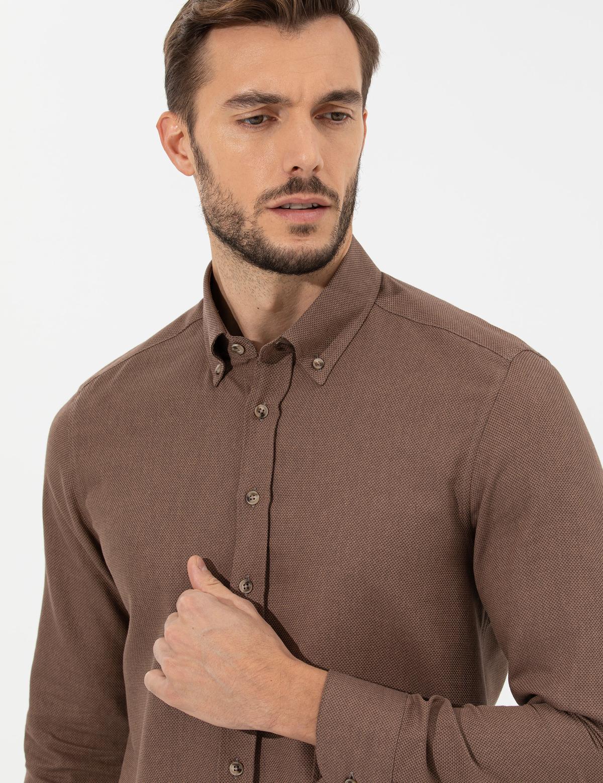 Kiremit Slim Fit Uzun Kollu Gömlek - 50261304106