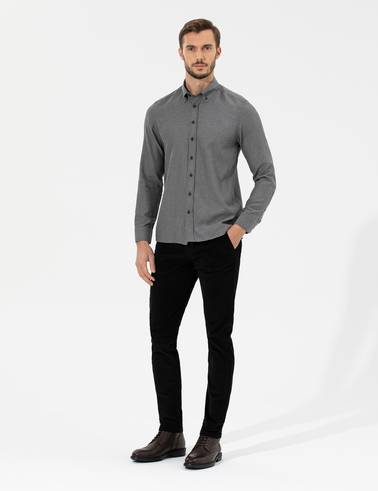 Siyah Slim Fit Uzun Kollu Gömlek