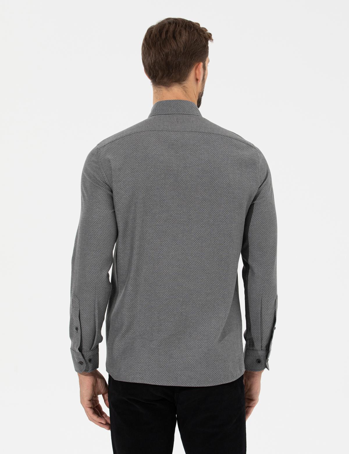 Siyah Slim Fit Uzun Kollu Gömlek - 50264053062