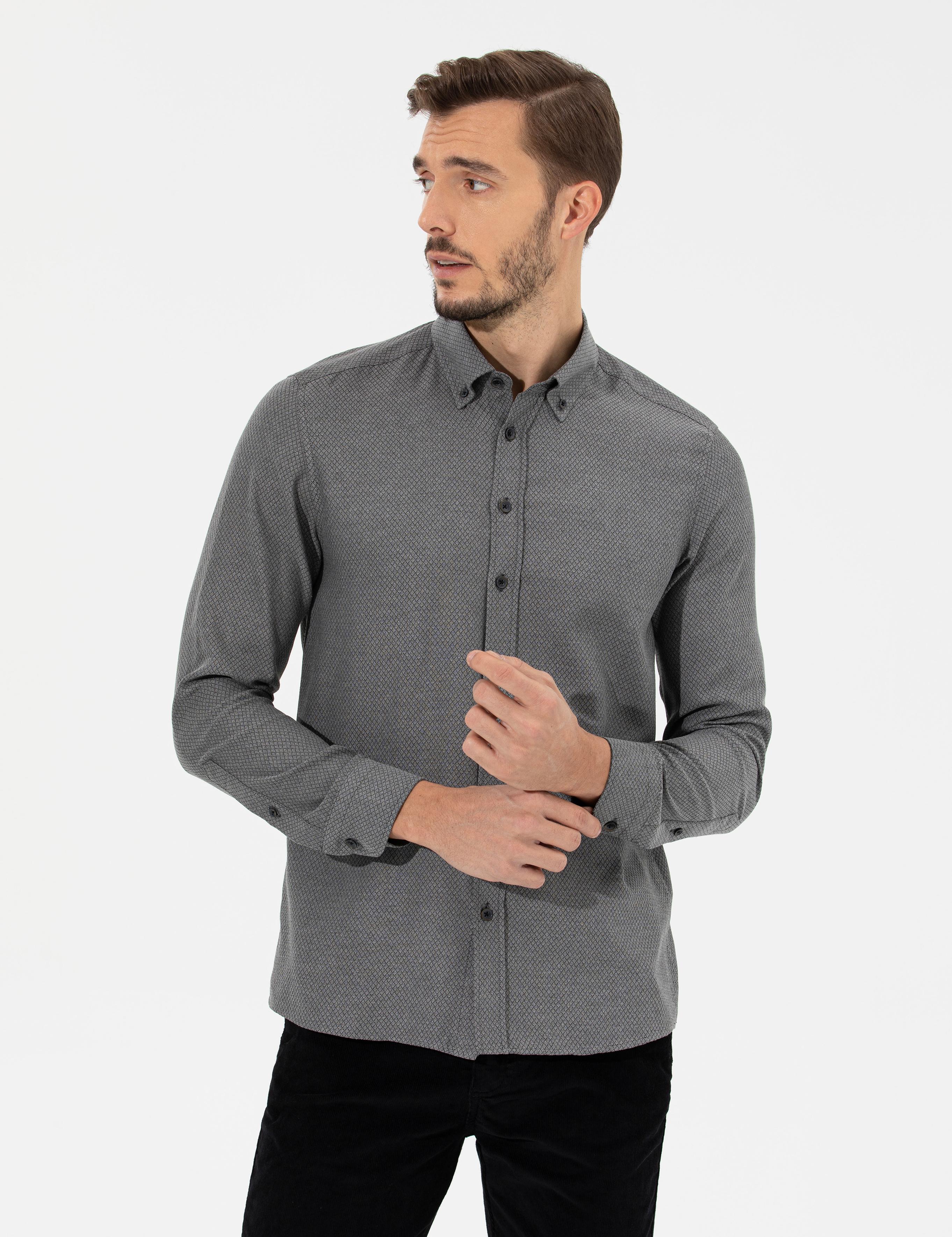 Siyah Slim Fit Uzun Kollu Gömlek