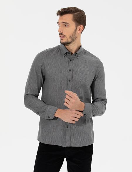 Siyah Slim Fit Uzun Kollu Gömlek - 50264053062