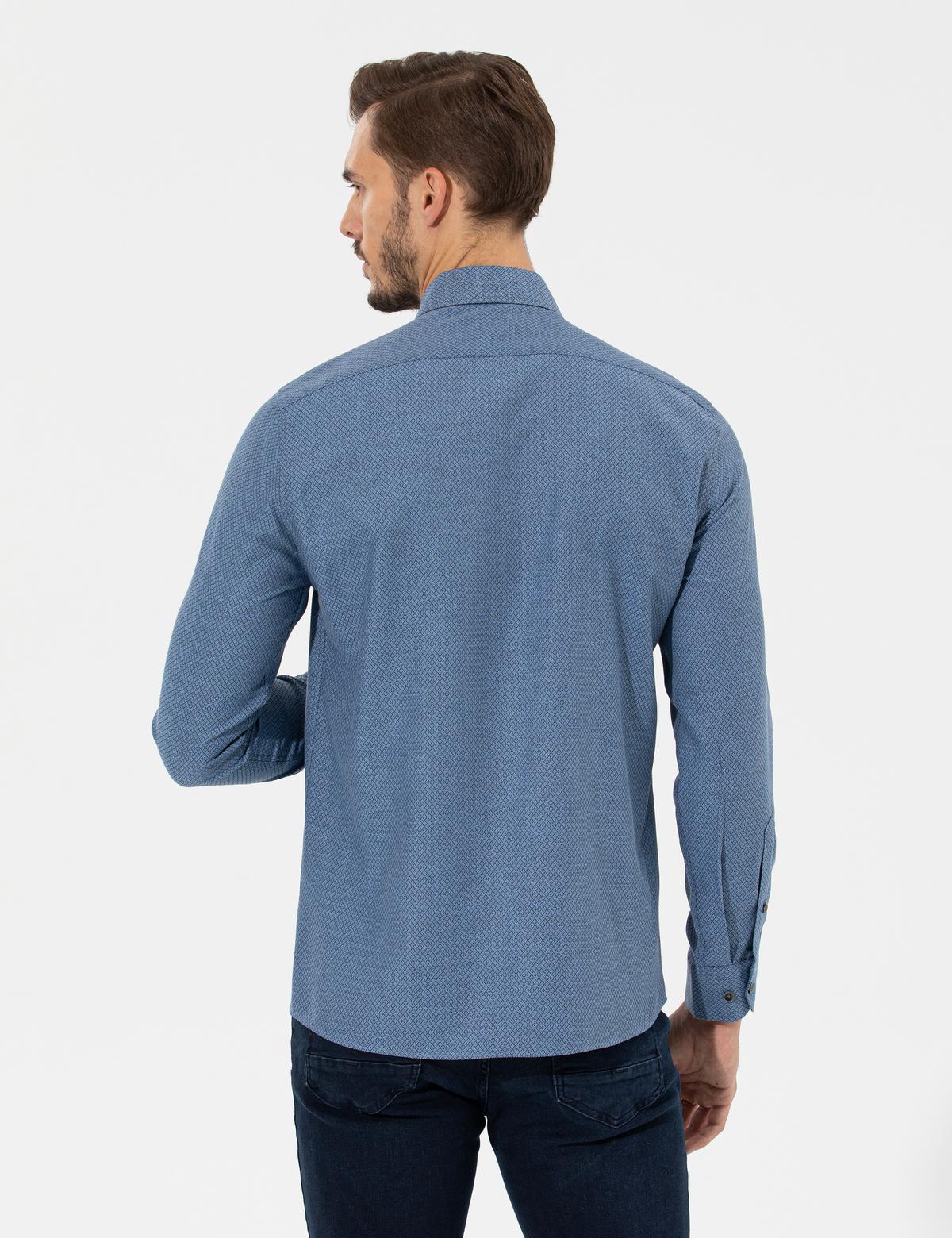 Lacivert Slim Fit Uzun Kollu Gömlek - 50264053051