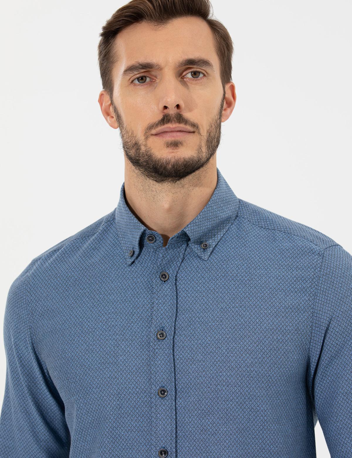 Lacivert Slim Fit Uzun Kollu Gömlek - 50264053051