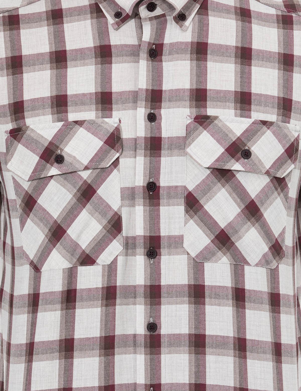 Bordo Comfort Fit Uzun Kollu Gömlek - 50261755029