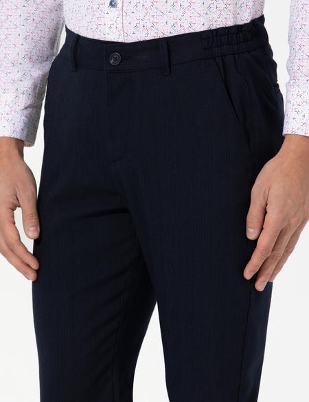 Lacivert Slim Fit Beli Lastikli Kanvas Pantolon - 50265924149