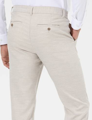 Bej Slim Fit Beli Lastikli Kanvas Pantolon