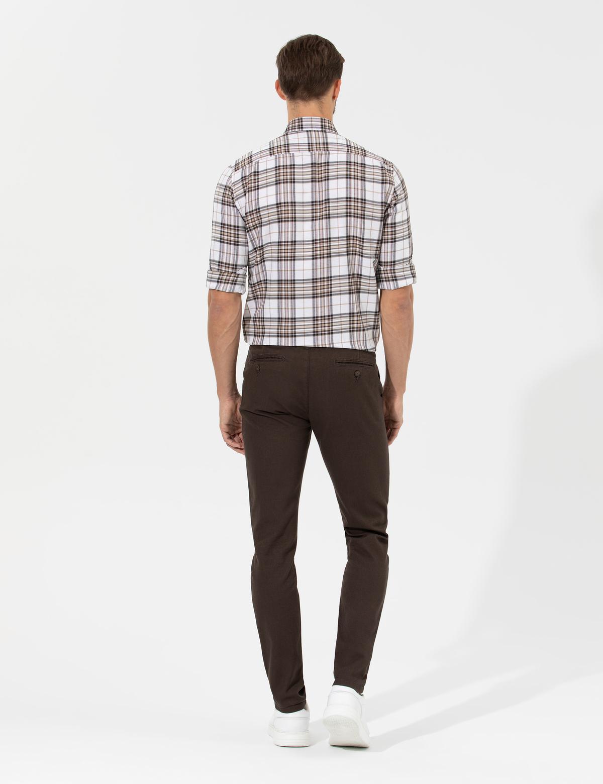 Kahverengi Slim Fit Kanvas Pantolon - 50265904009