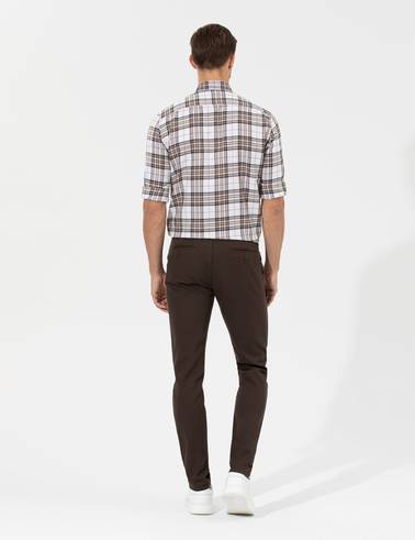 Kahverengi Slim Fit Kanvas Pantolon