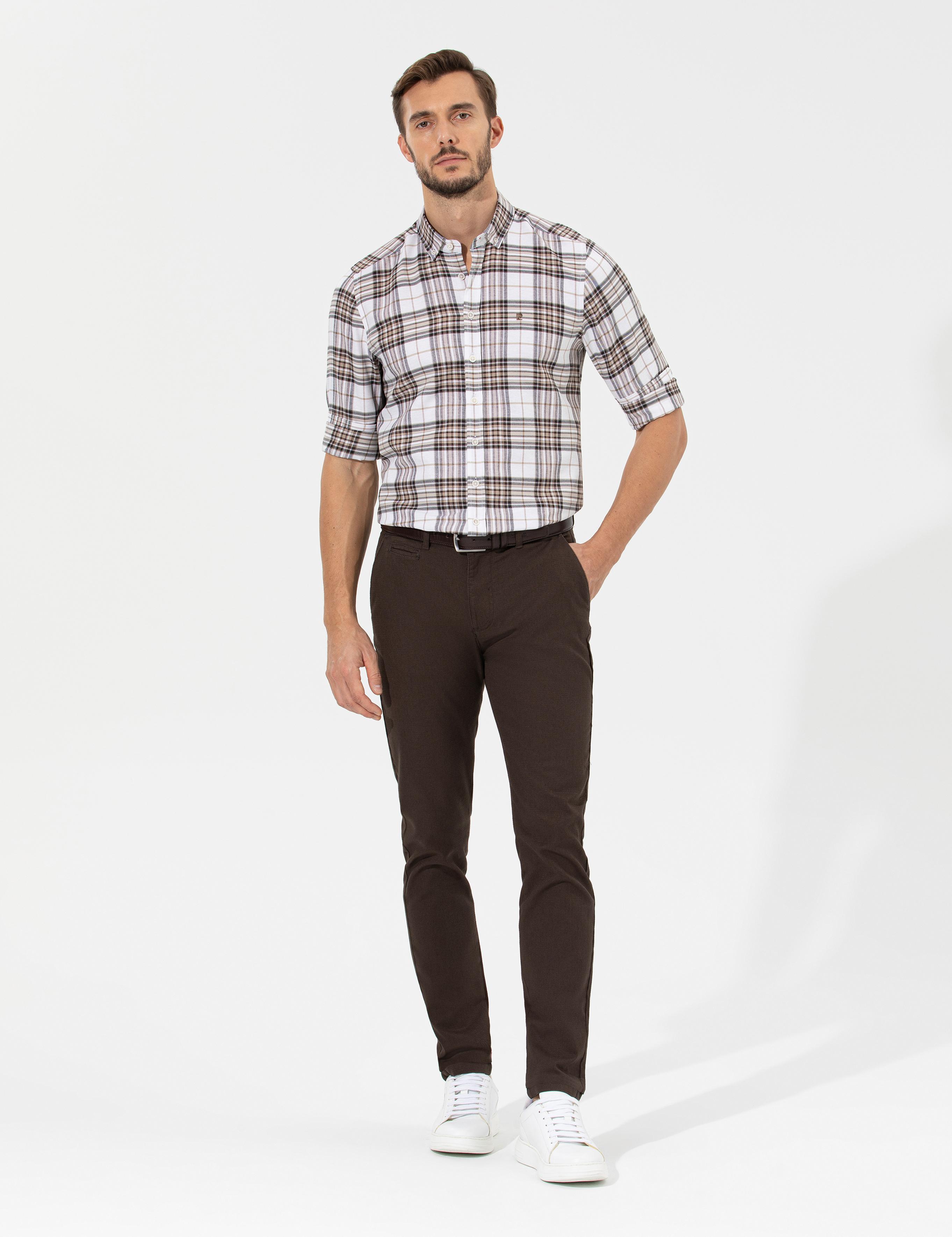 Kahverengi Slim Fit Kanvas Pantolon