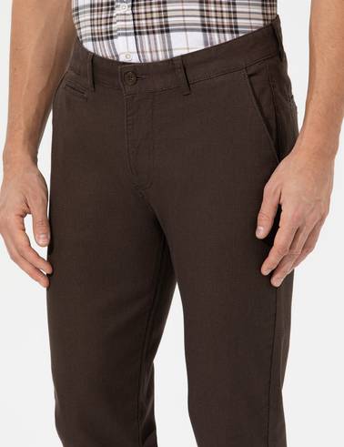 Kahverengi Slim Fit Kanvas Pantolon