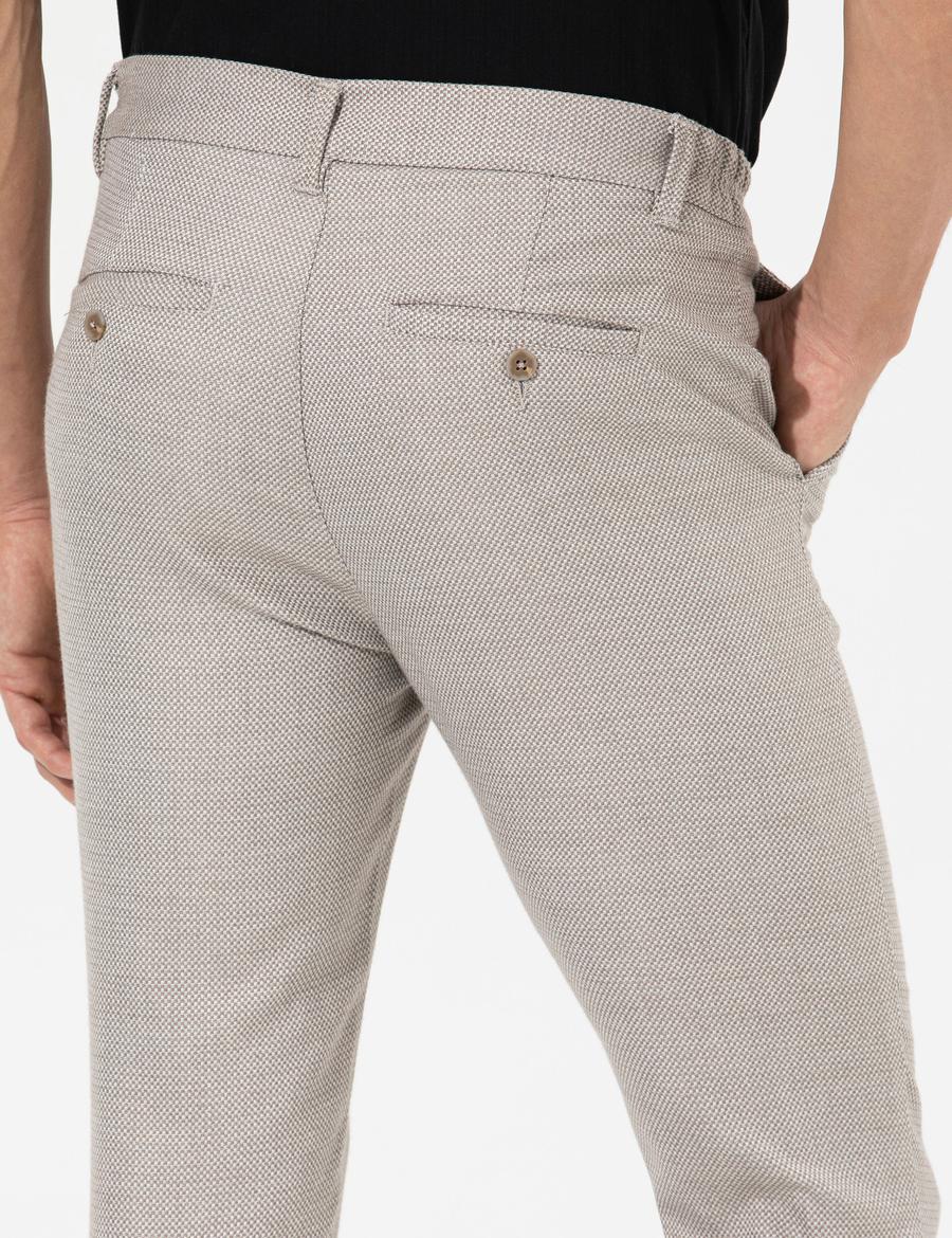 Kahverengi Slim Fit Beli Lastikli Kanvas Pantolon