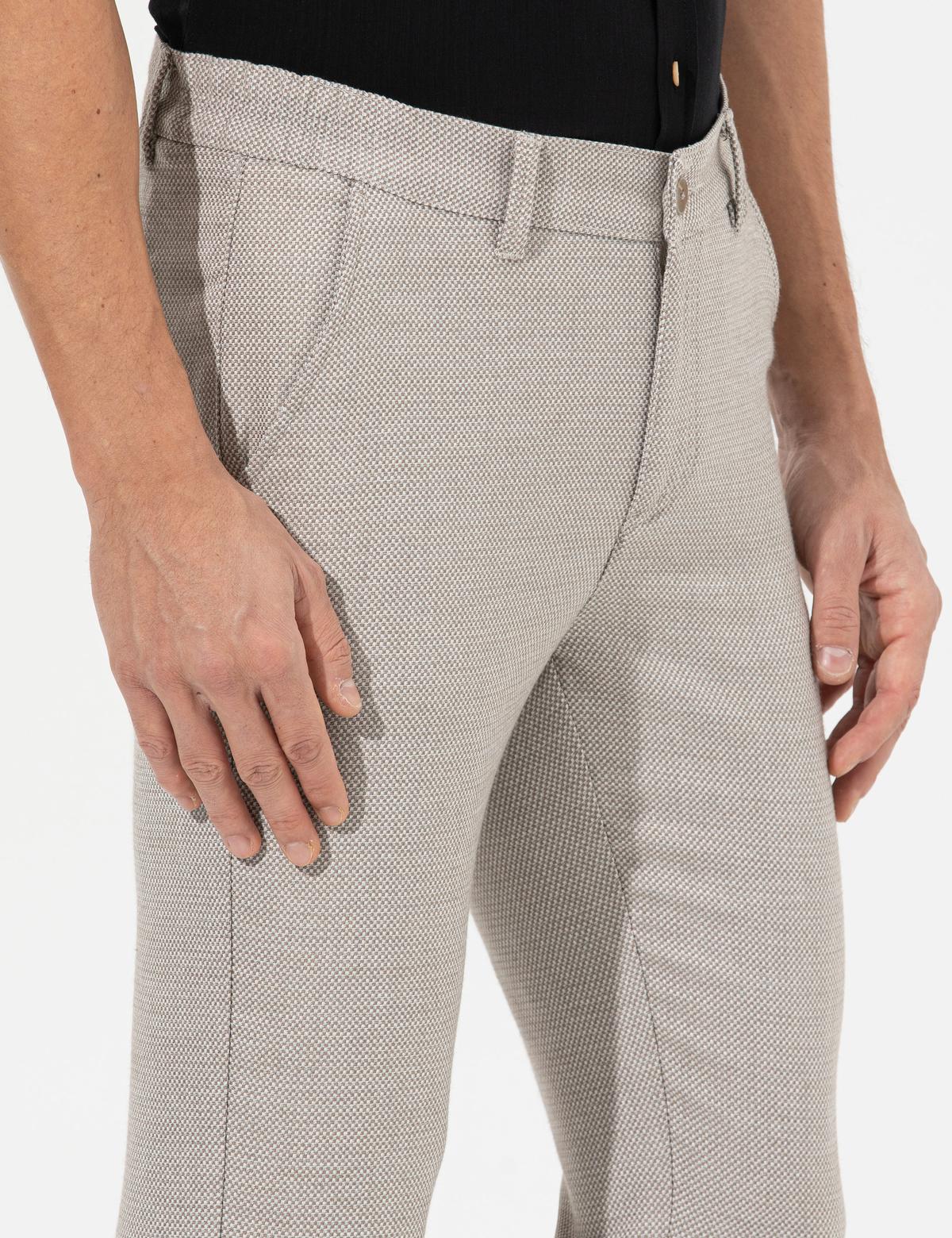 Kahverengi Slim Fit Beli Lastikli Kanvas Pantolon - 50265905129