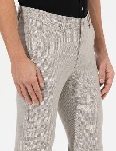 Kahverengi Slim Fit Beli Lastikli Kanvas Pantolon