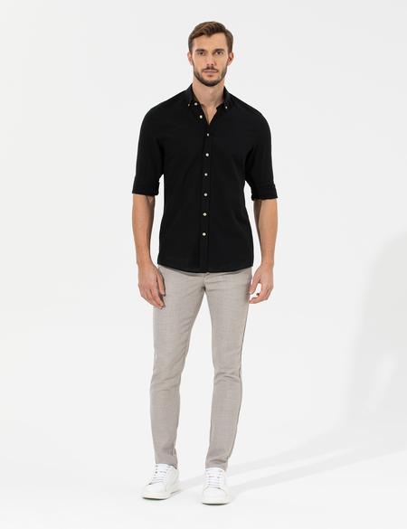 Kahverengi Slim Fit Beli Lastikli Kanvas Pantolon - 50265905129