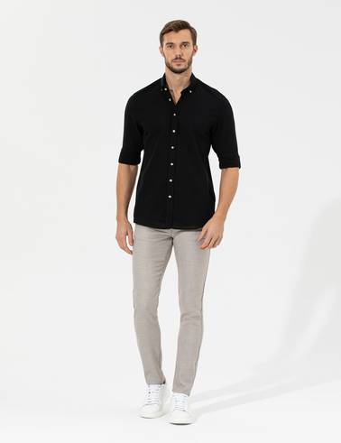 Siyah Slim Fit Uzun Kollu Gömlek