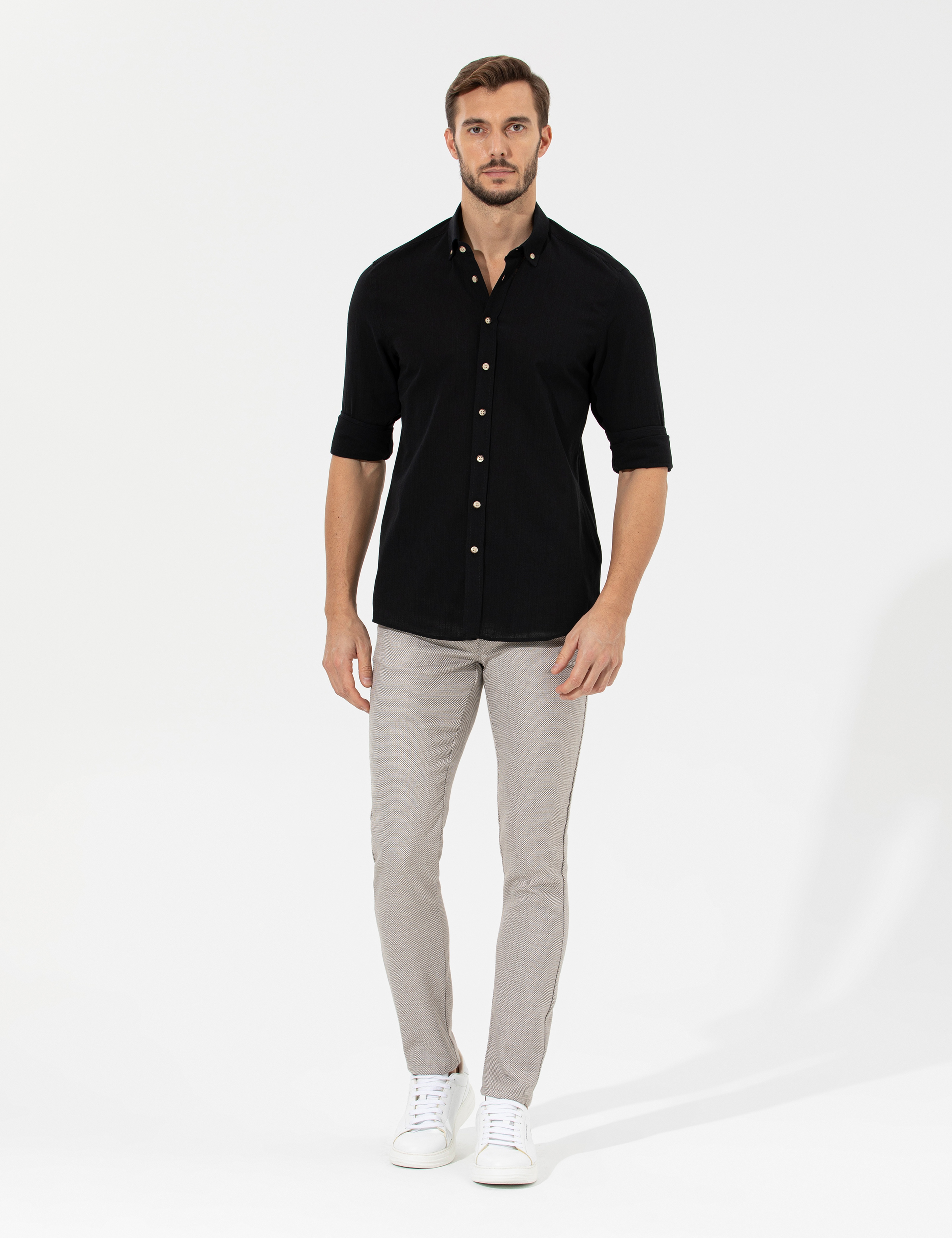 Siyah Slim Fit Uzun Kollu Gömlek