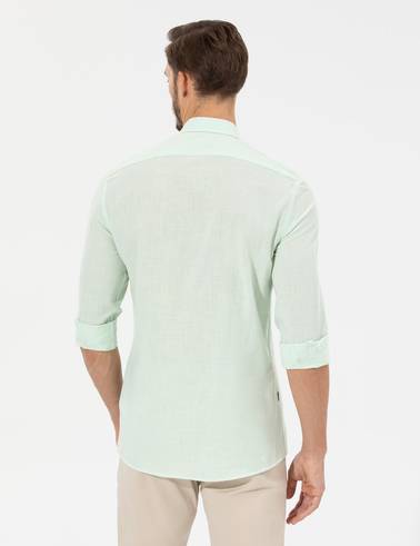 Yeşil Slim Fit Uzun Kollu Gömlek