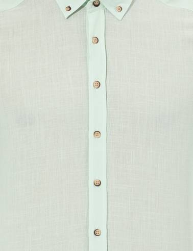 Yeşil Slim Fit Uzun Kollu Gömlek