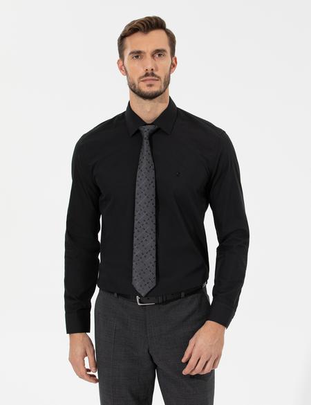 Siyah Regular Fit Uzun Kollu Klasik Gömlek - 50255293020