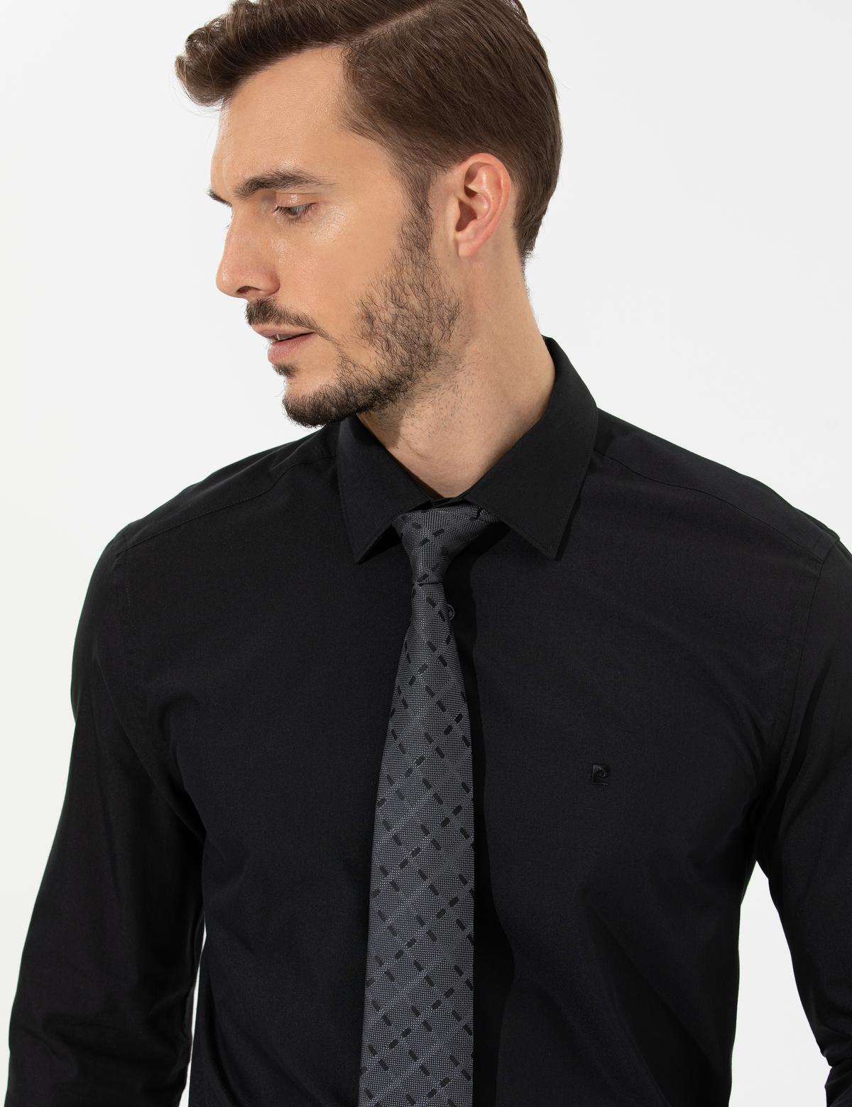 Siyah Regular Fit Uzun Kollu Klasik Gömlek