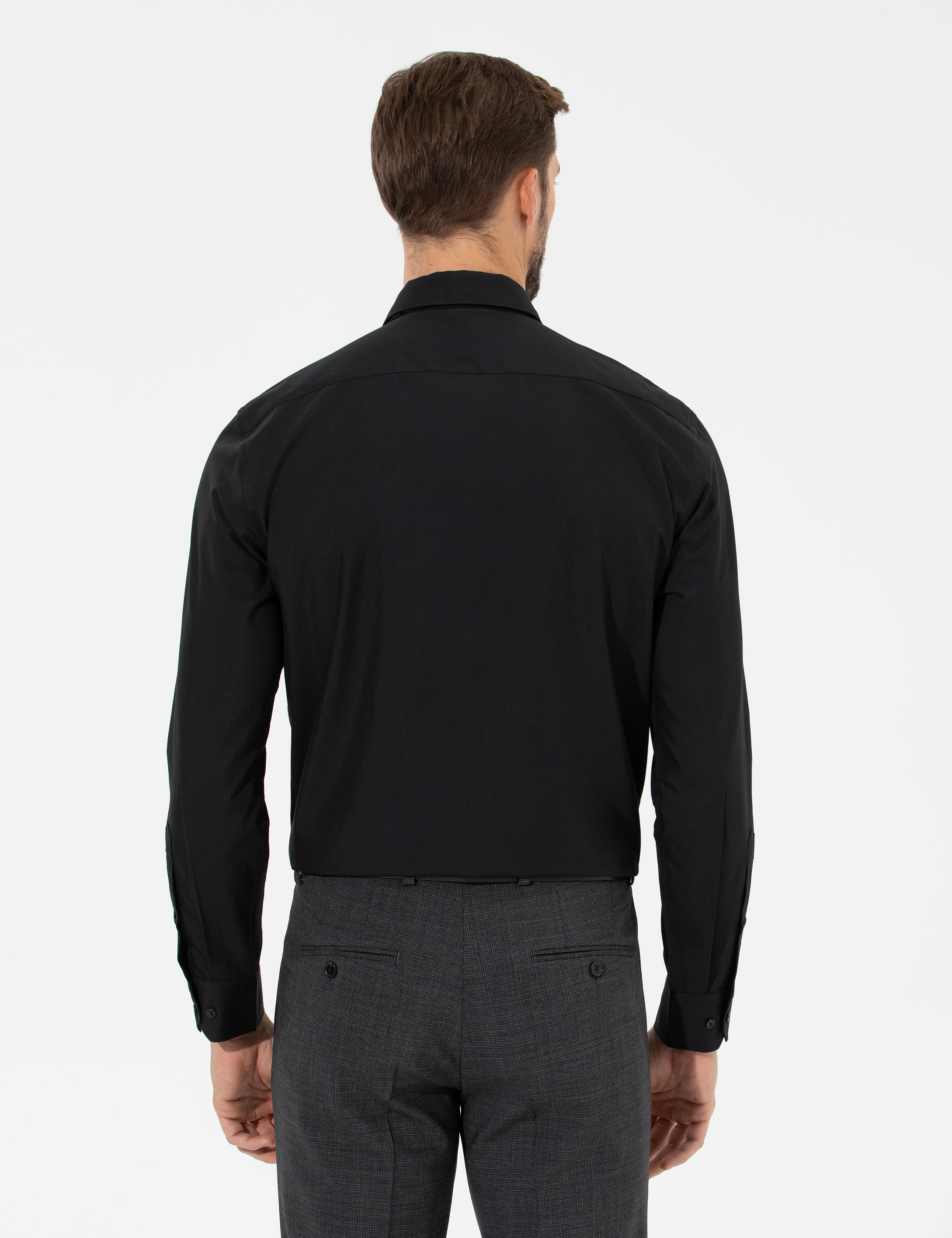 Siyah Regular Fit Uzun Kollu Klasik Gömlek
