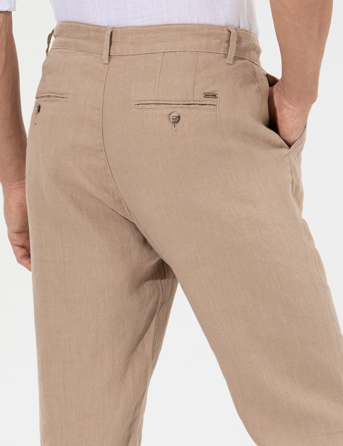 Açık Kahverengi Carrot Fit %100 Keten Chino Pantolon - 50268038008