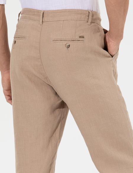 Açık Kahverengi Carrot Fit %100 Keten Chino Pantolon - 50268038008