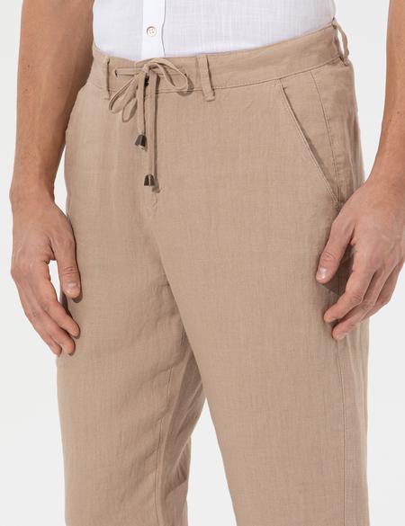 Açık Kahverengi Carrot Fit %100 Keten Chino Pantolon - 50268038008