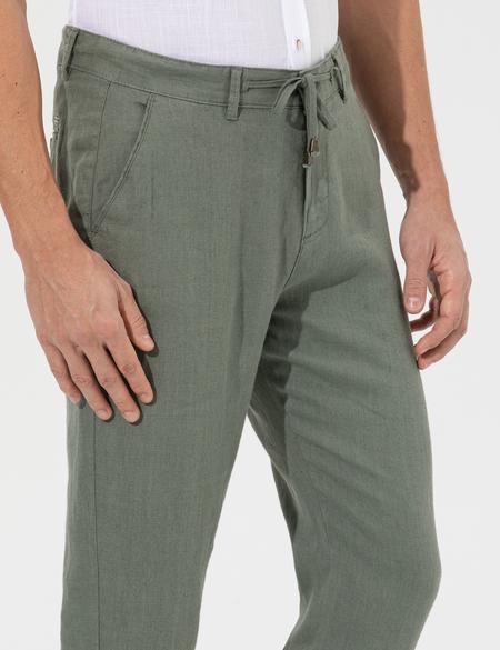 Haki Carrot Fit %100 Keten Chino Pantolon - 50268038213