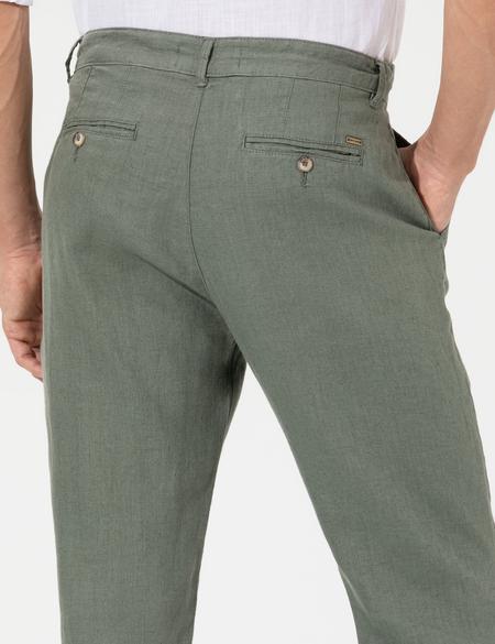 Haki Carrot Fit %100 Keten Chino Pantolon - 50268038213