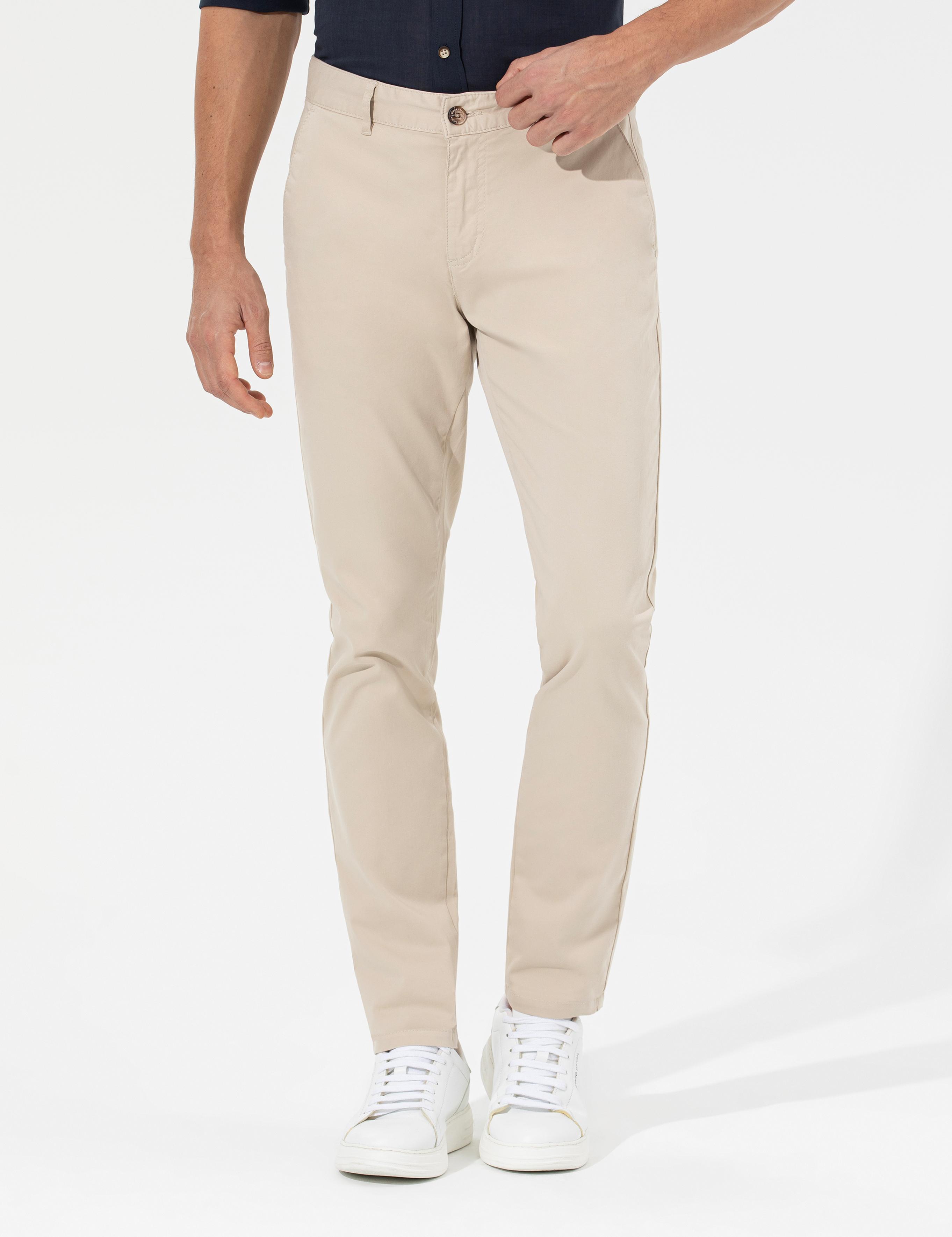 Bej Slim Fit Basic Chino Pantolon