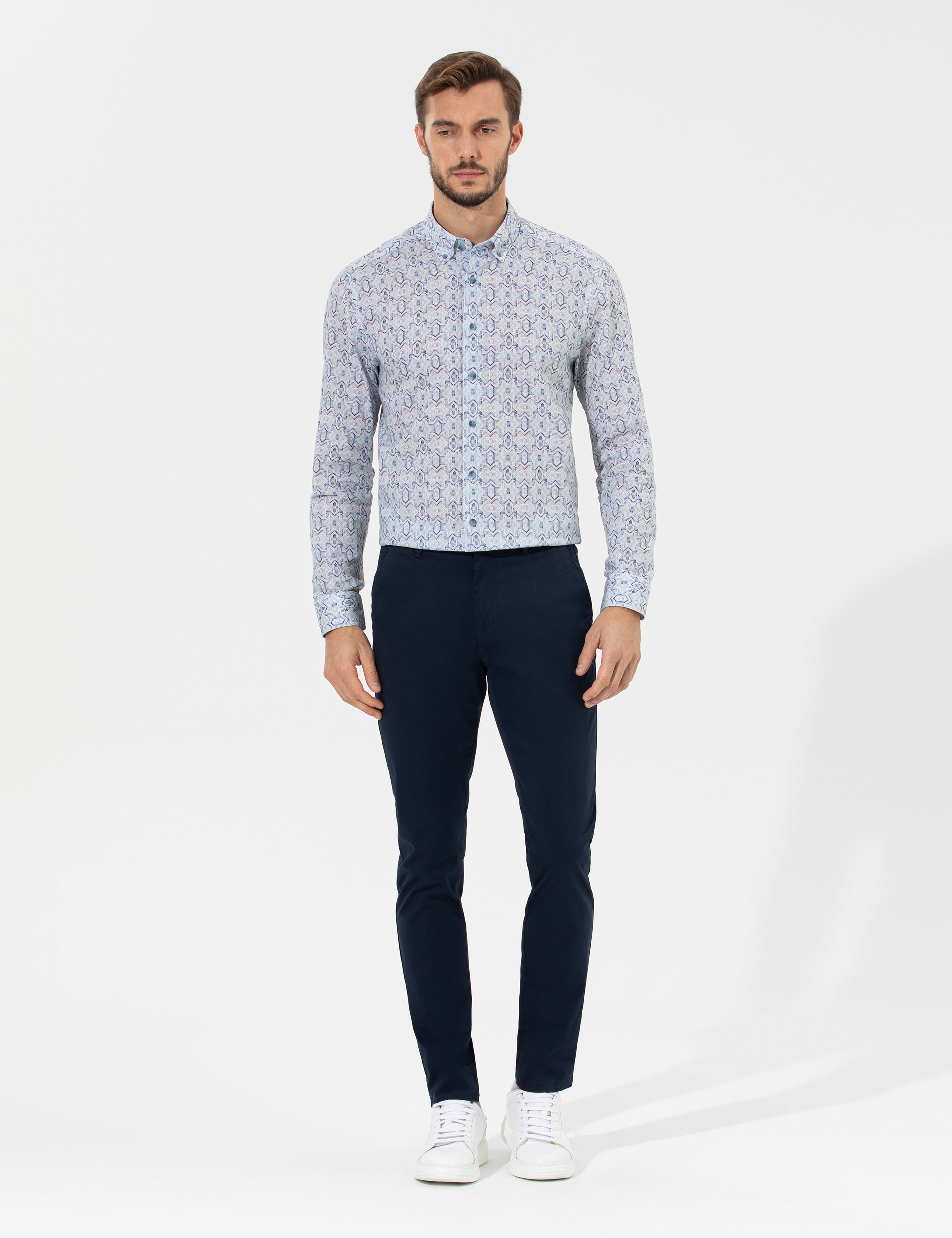 Lacivert Slim Fit Basic Chino Pantolon