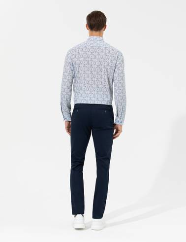 Lacivert Slim Fit Basic Chino Pantolon