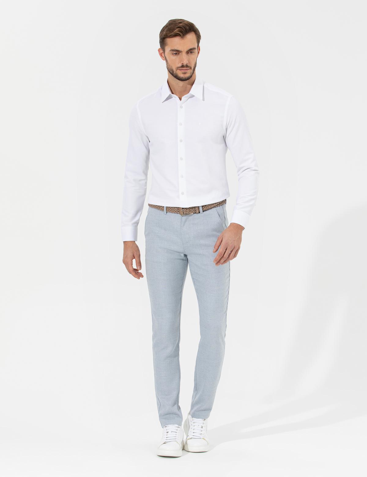 Açık Mavi Slim Fit Beli Lastikli Kanvas Pantolon - 50265905009