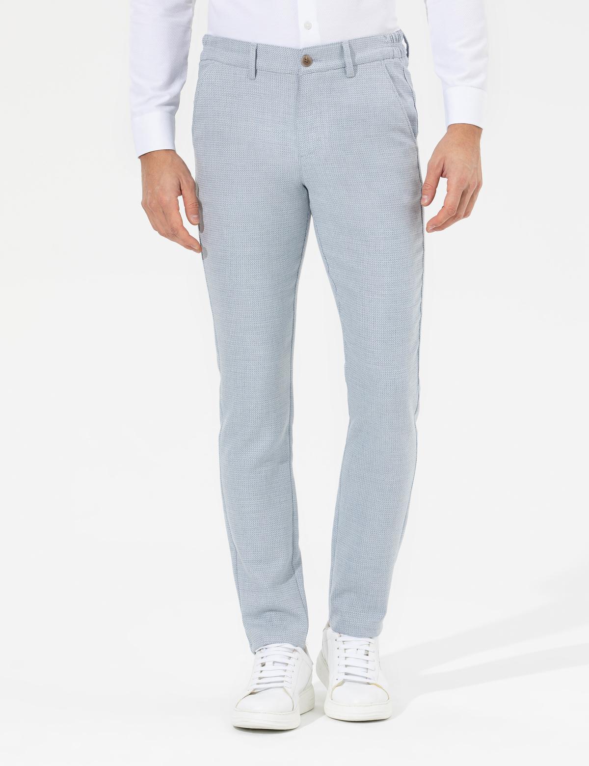 Açık Mavi Slim Fit Beli Lastikli Kanvas Pantolon - 50265905009