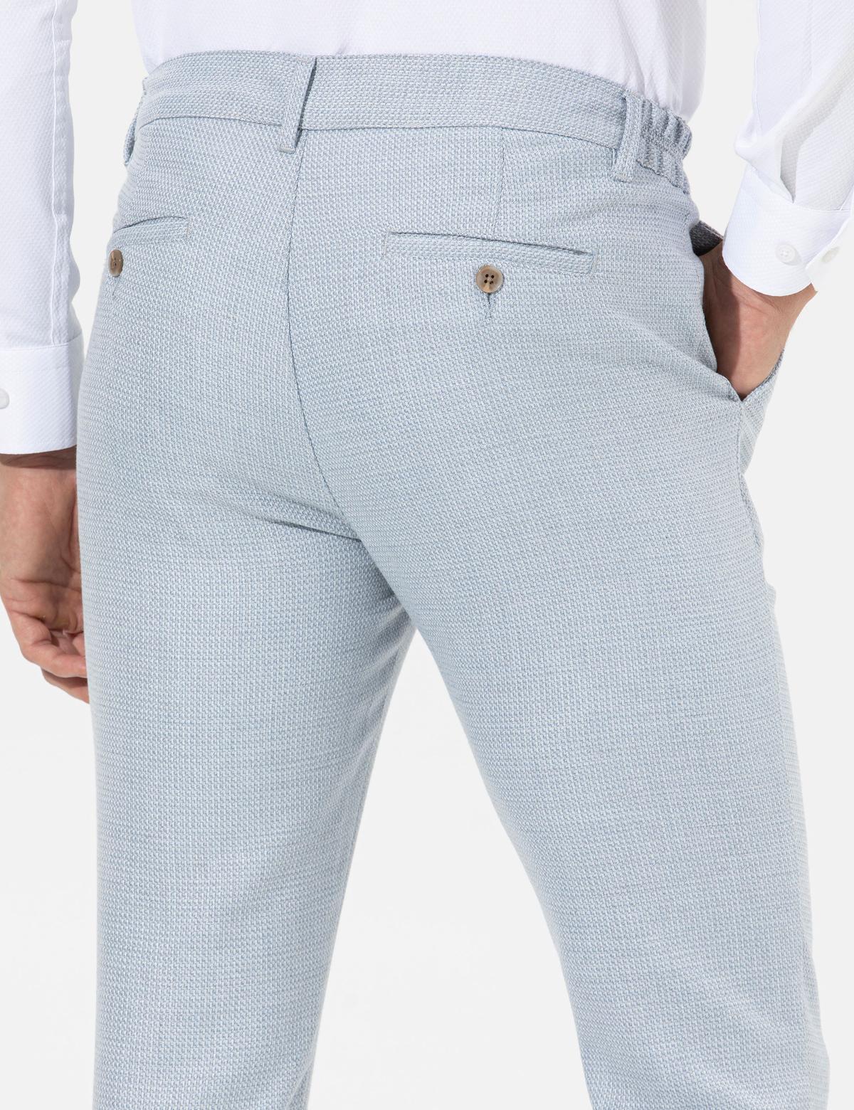 Açık Mavi Slim Fit Beli Lastikli Kanvas Pantolon - 50265905009