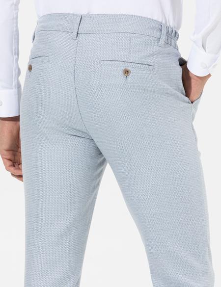 Açık Mavi Slim Fit Beli Lastikli Kanvas Pantolon - 50265905009