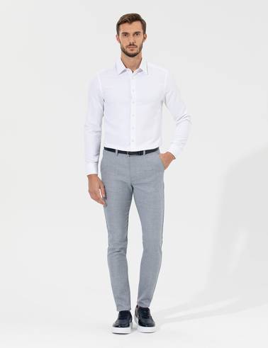 Lacivert Slim Fit Beli Lastikli Kanvas Pantolon