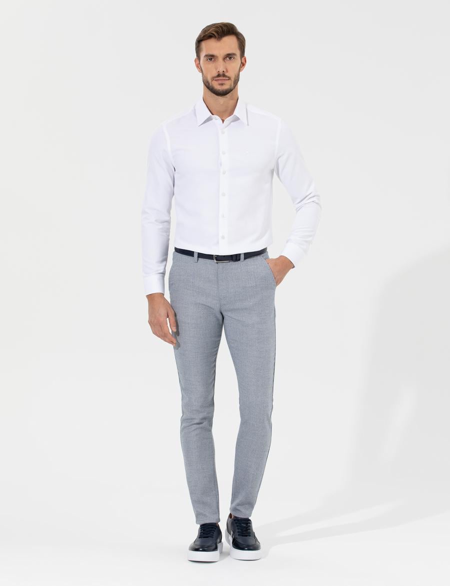 Lacivert Slim Fit Beli Lastikli Kanvas Pantolon
