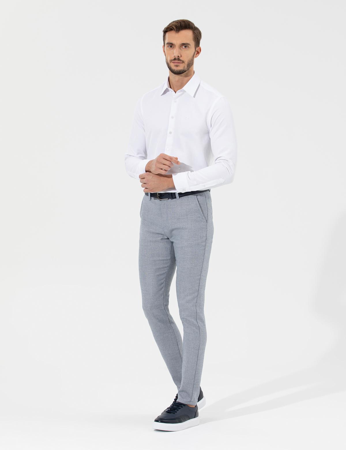 Lacivert Slim Fit Beli Lastikli Kanvas Pantolon - 50265905174