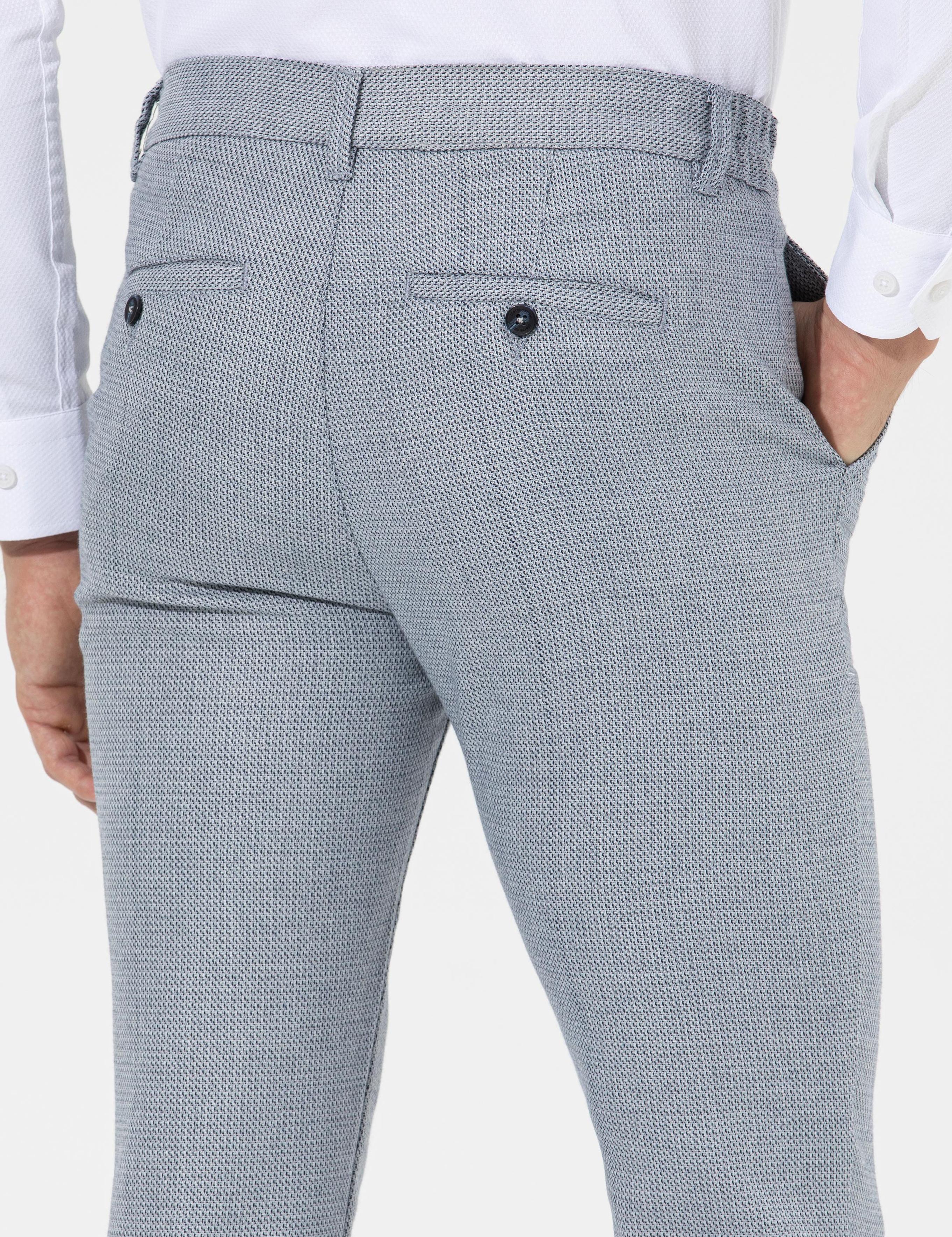 Lacivert Slim Fit Beli Lastikli Kanvas Pantolon